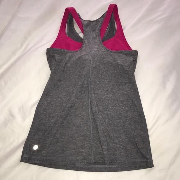 grey lululemon tank top-pink built in sport bra - Picture 4 of 7